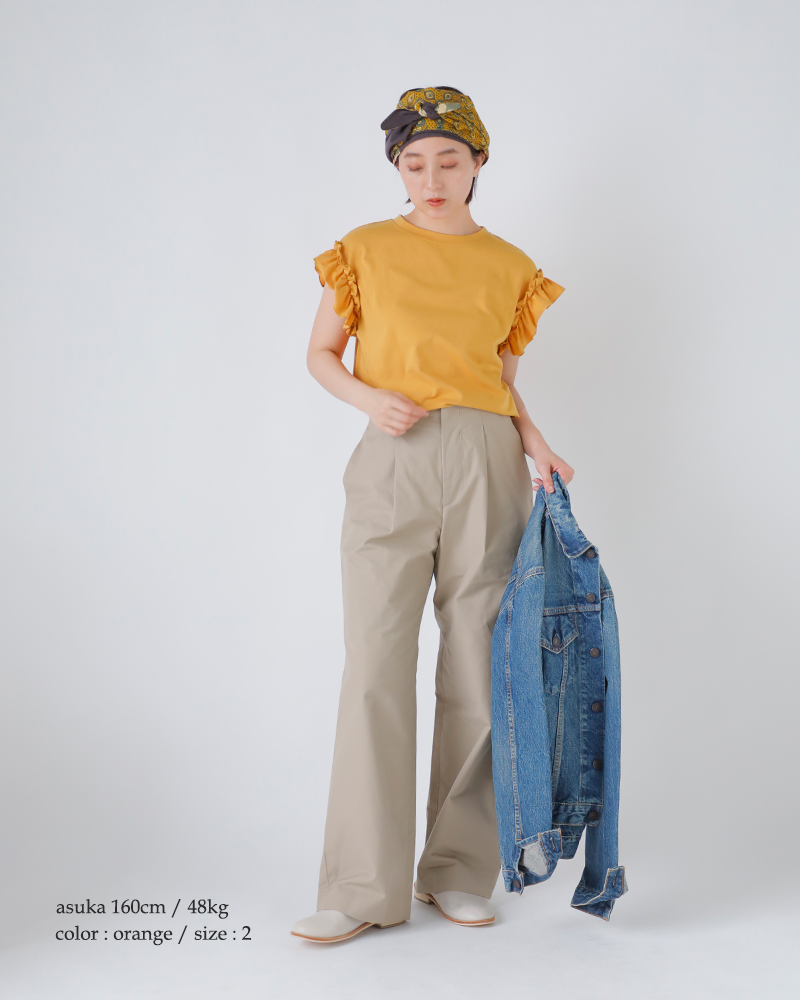 SLOANE(スローン)オーガニックコットンフリルフレンチスリーブプルオーバーsl10s-t1108