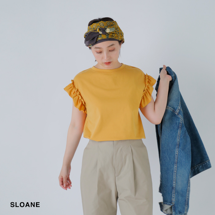 SLOANE(スローン)オーガニックコットンフリルフレンチスリーブプルオーバーsl10s-t1108