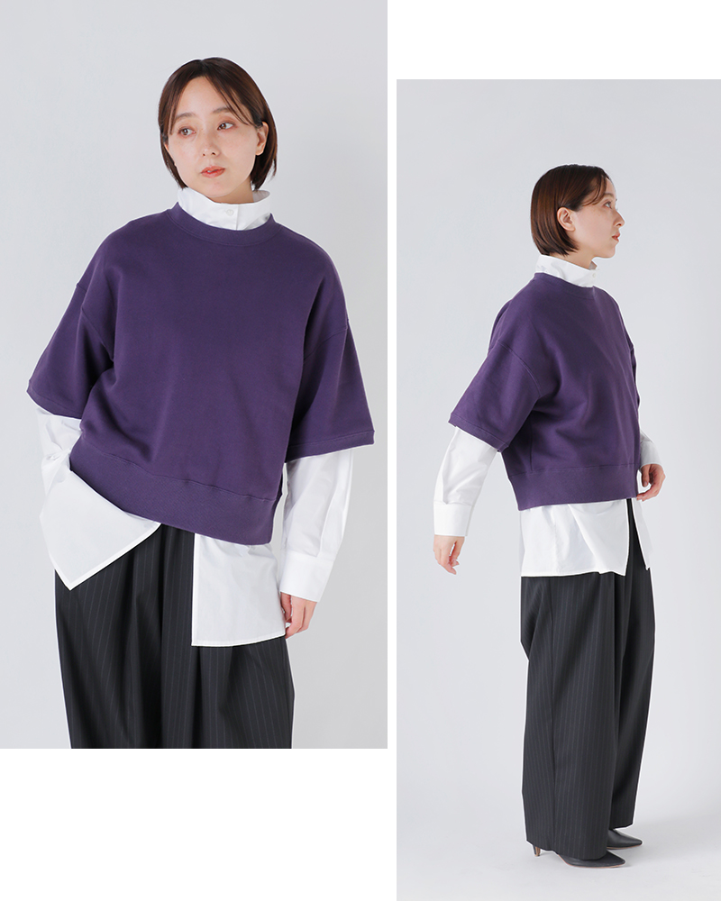 SLOANE(スローン)コットン裏毛半袖ショート丈スウェットプルオーバーsl10s-t1134