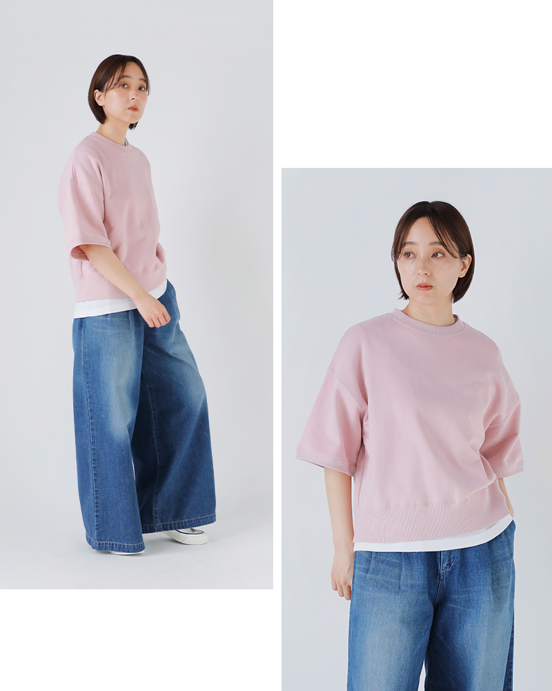 SLOANE(スローン)コットン裏毛半袖ショート丈スウェットプルオーバーsl10s-t1134