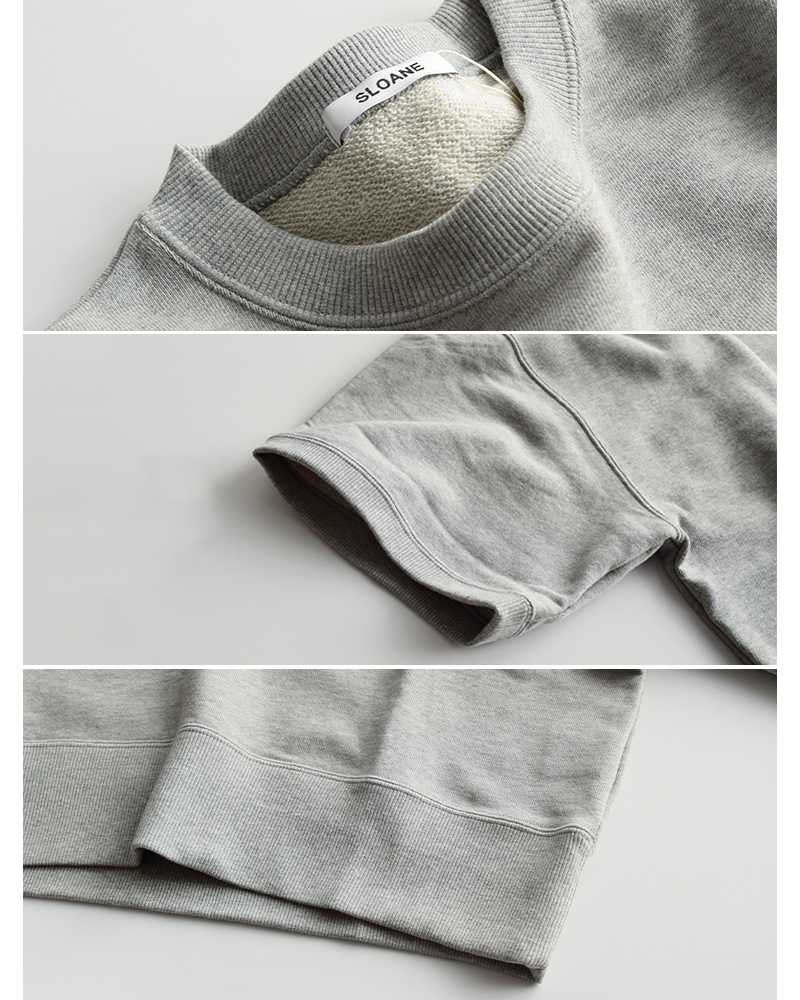 SLOANE(スローン)コットン裏毛半袖ショート丈スウェットプルオーバーsl10s-t1134