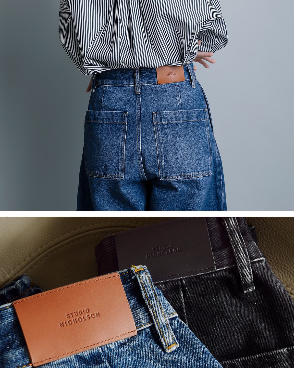 STUDIO NICHOLSONワイド デニム クロップドパンツ CHALCO snw-1417