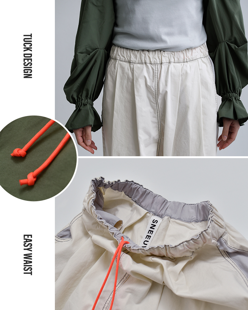 sneeuwコットン タック ドローパンツ snw33-15