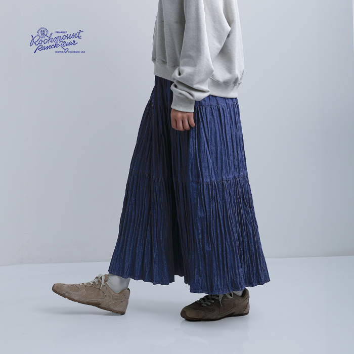 Rockmount(ロックマウント)コットンデニム しわ加工 ロングスカート sp9999-33