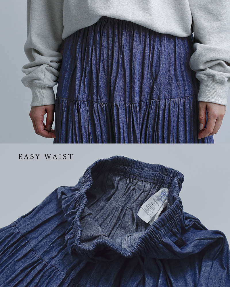 Rockmount(ロックマウント)コットンデニム しわ加工 ロングスカート sp9999-33