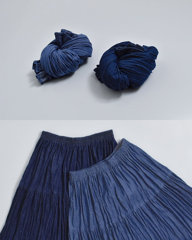 Rockmount(ロックマウント)コットンデニム しわ加工 ロングスカート sp9999-33