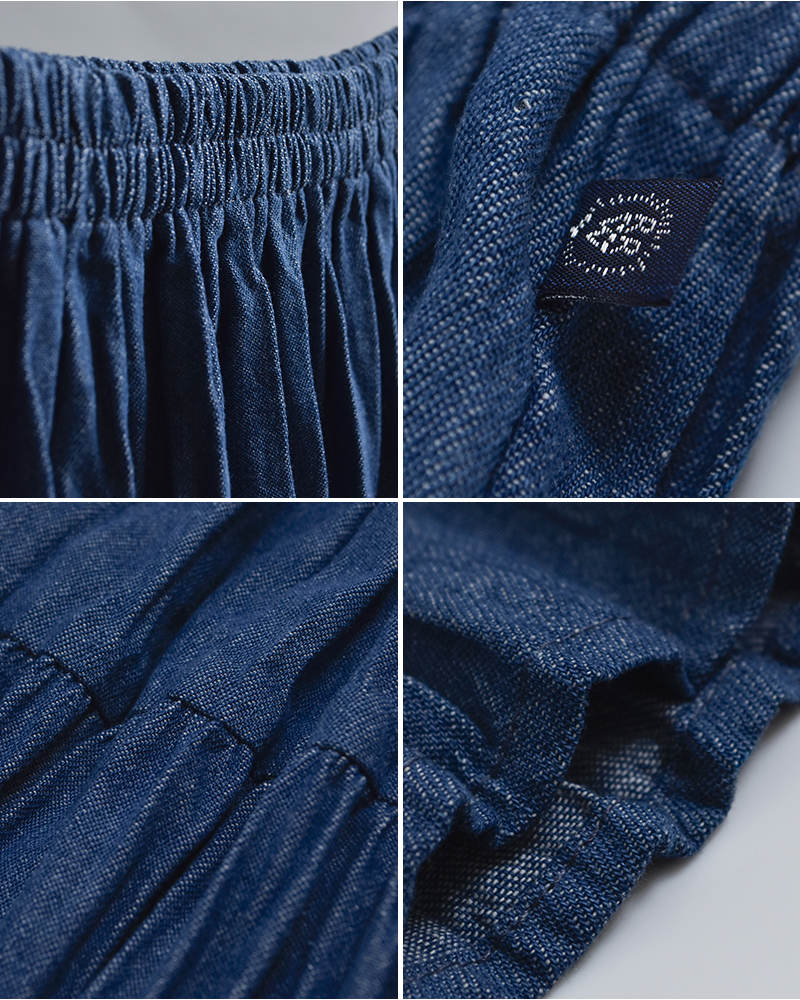 Rockmount(ロックマウント)コットンデニム しわ加工 ロングスカート sp9999-33