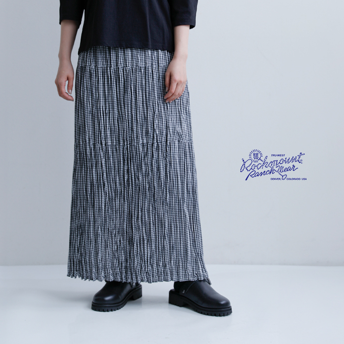 Rockmount(ロックマウント)ギンガムチェック しわ加工 ロングスカート sp9999-36