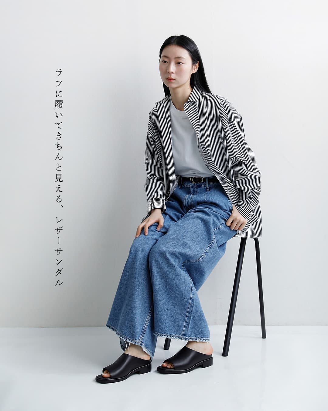 BEAUTIFUL SHOESステアレザー スクエアトゥ サンダル square-sandals