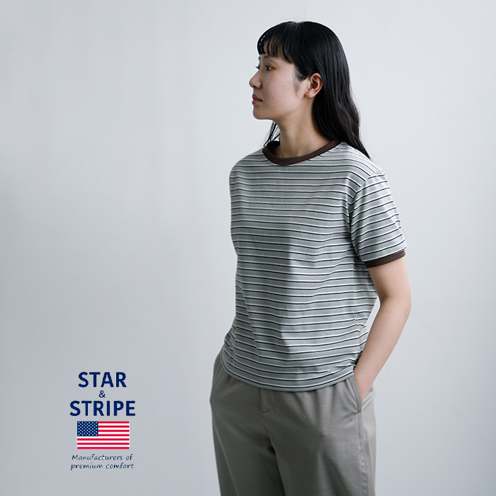 STAR＆STRIPE(スターアンドストライプ)マルチボーダーリンガーTシャツssmd-028m