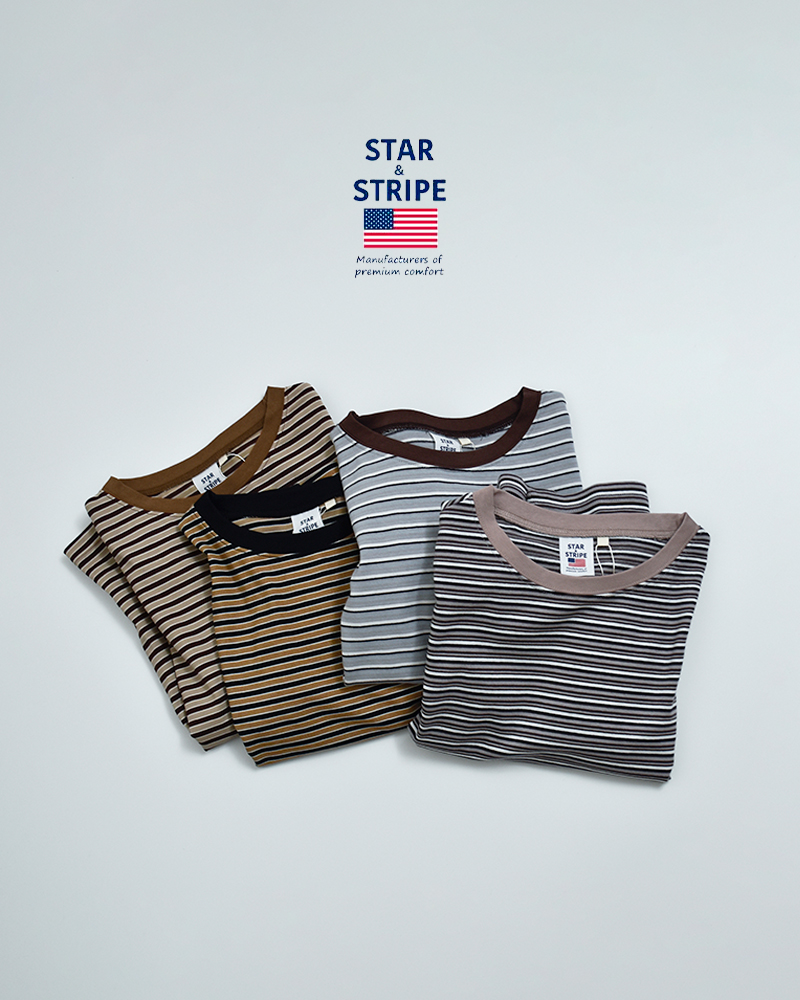 STAR＆STRIPE(スターアンドストライプ)マルチボーダーリンガーTシャツssmd-028m