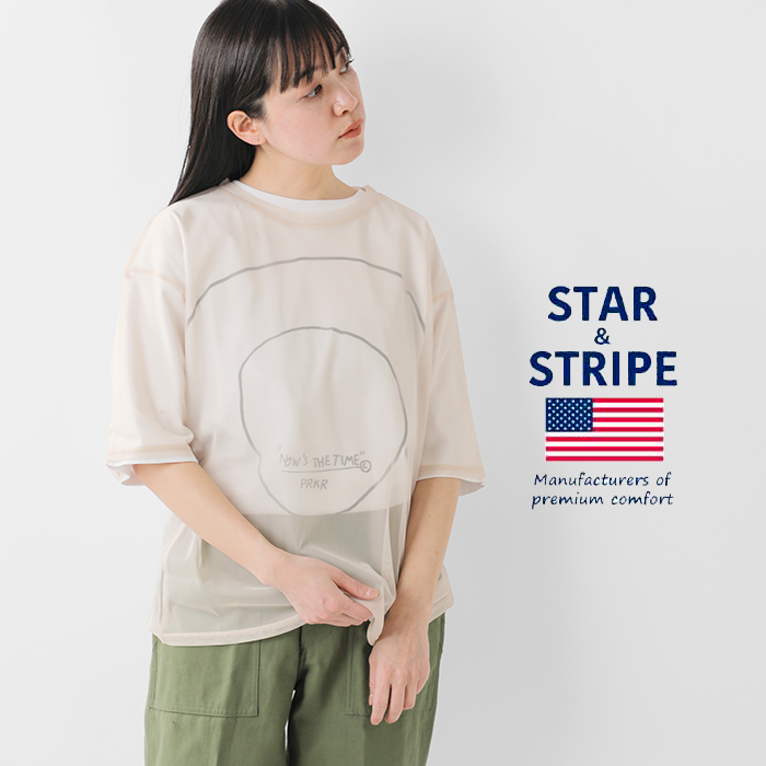 STAR&STRIPE(スターアンドストライプ)クルーネックシアーTシャツssmd-090