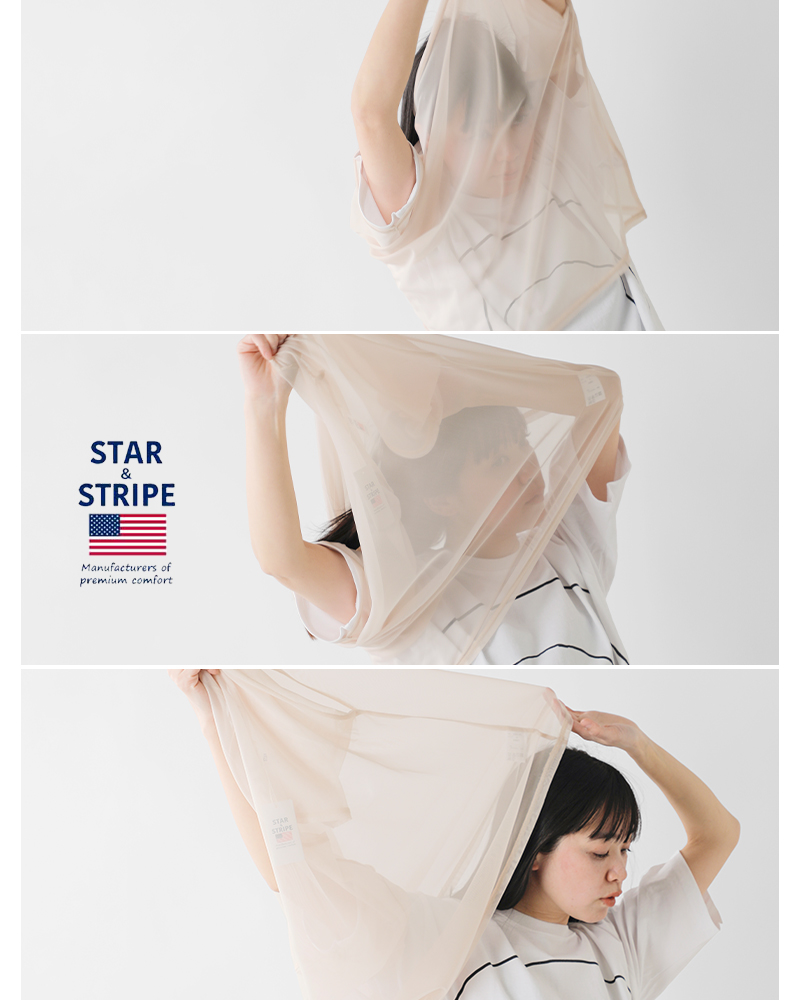 STAR&STRIPE(スターアンドストライプ)クルーネックシアーTシャツssmd-090