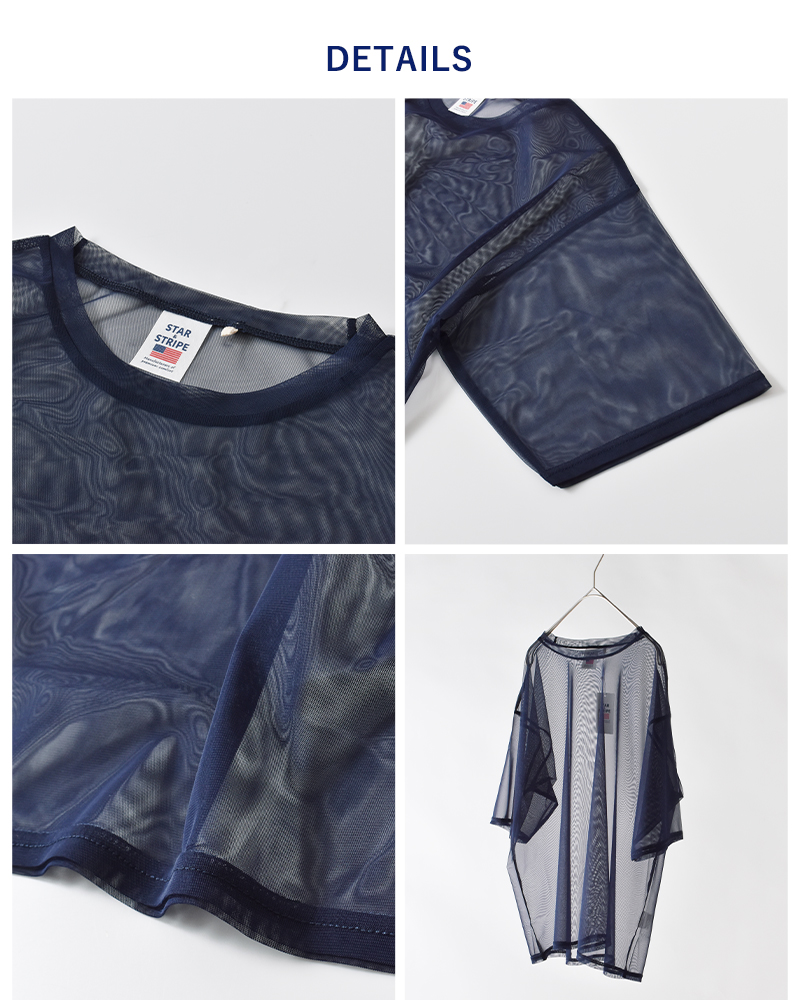 STAR&STRIPE(スターアンドストライプ)クルーネックシアーTシャツssmd-090