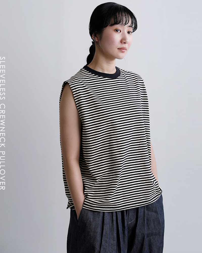 STARANDSTRIPE(スターアンドストライプ)コットン ノースリーブ クルーネック プルオーバー ssmd-200