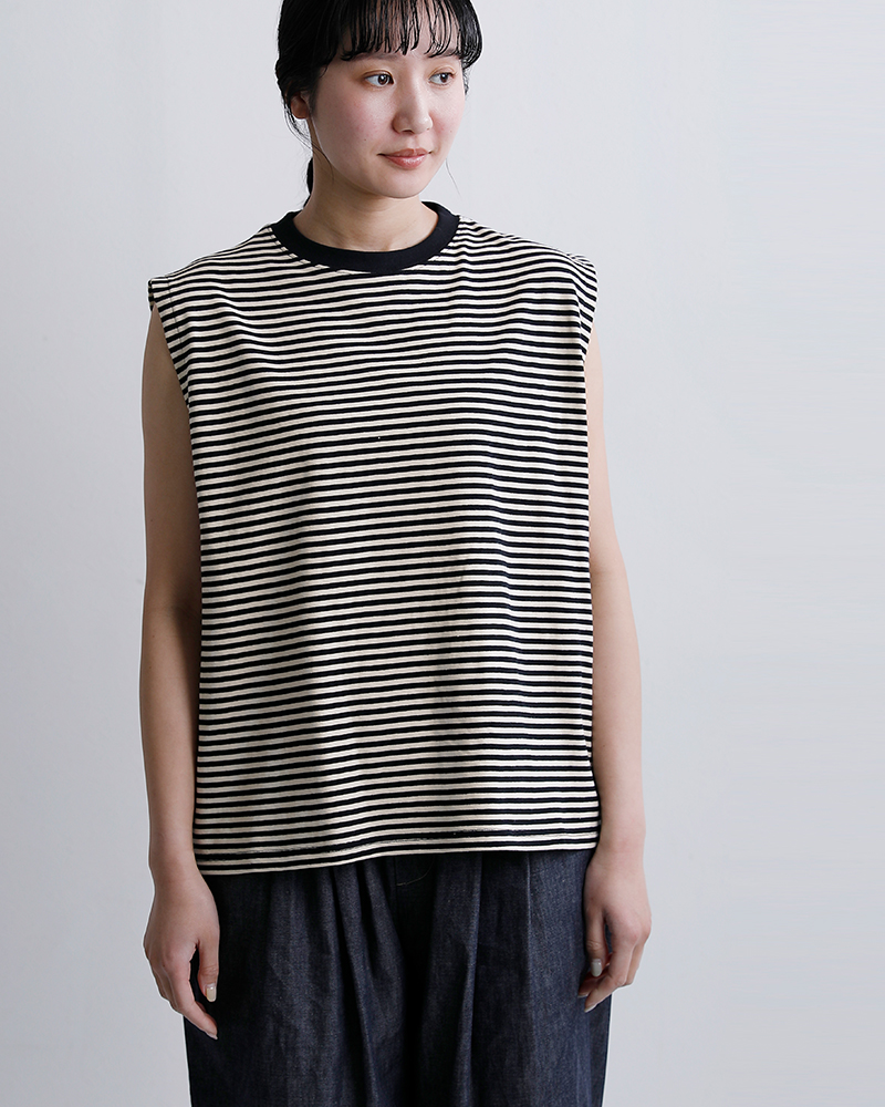 STARANDSTRIPE(スターアンドストライプ)コットン ノースリーブ クルーネック プルオーバー ssmd-200