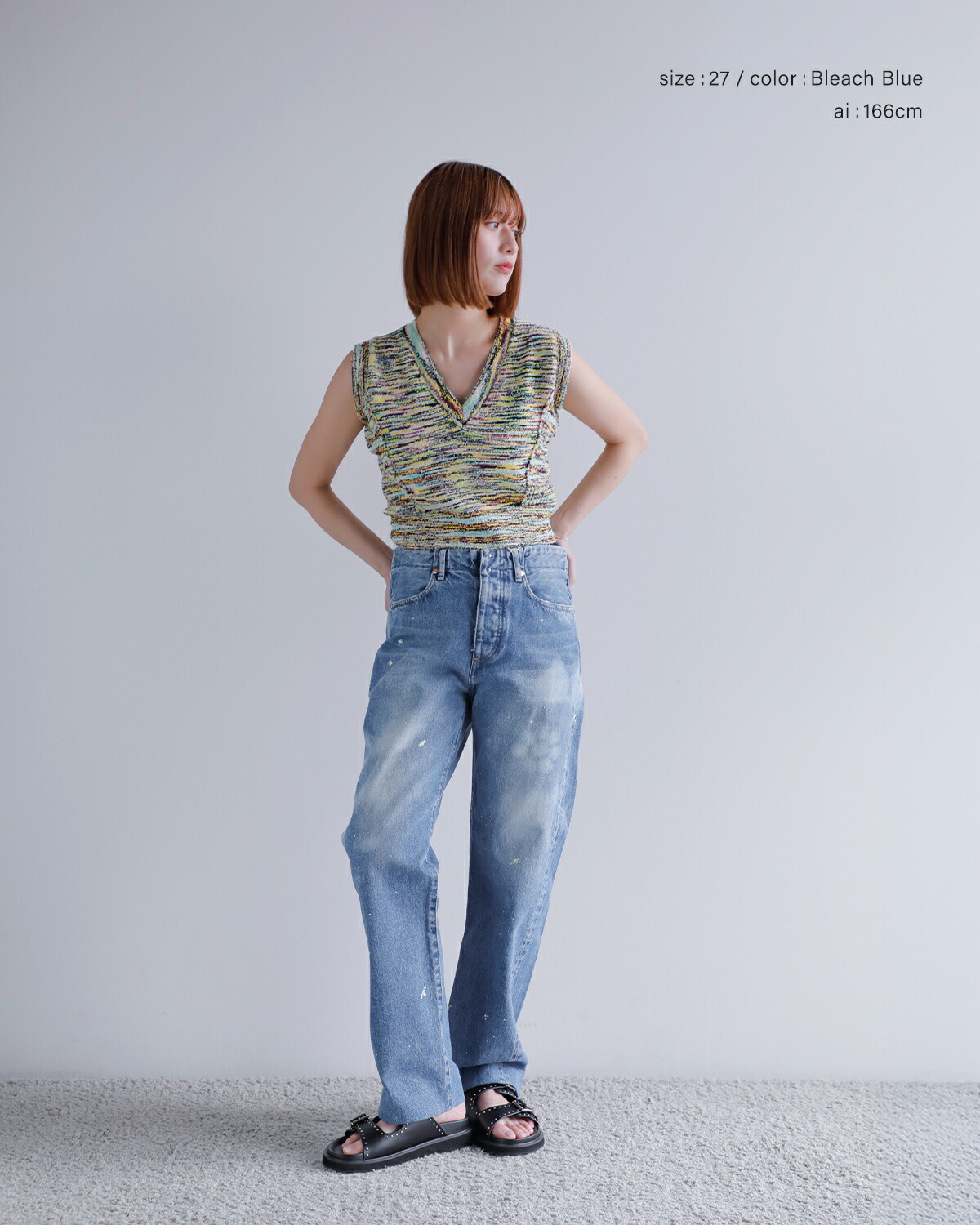 TANAKA(タナカ)コットンセルビッチデニムミッドライズストレートトラウザーパンツ“STRAIGHTJEANTROUSERS”st-126-same1
