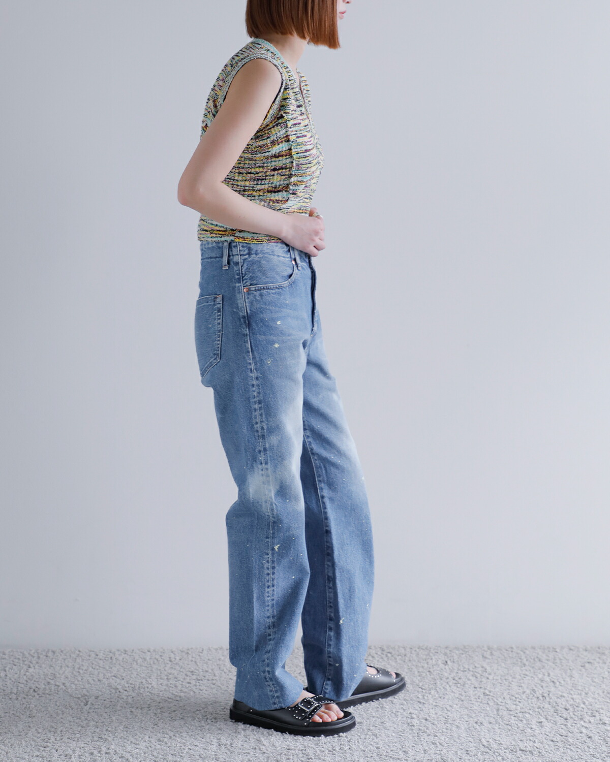 TANAKA(タナカ)コットンセルビッチデニムミッドライズストレートトラウザーパンツ“STRAIGHTJEANTROUSERS”st-126-same1