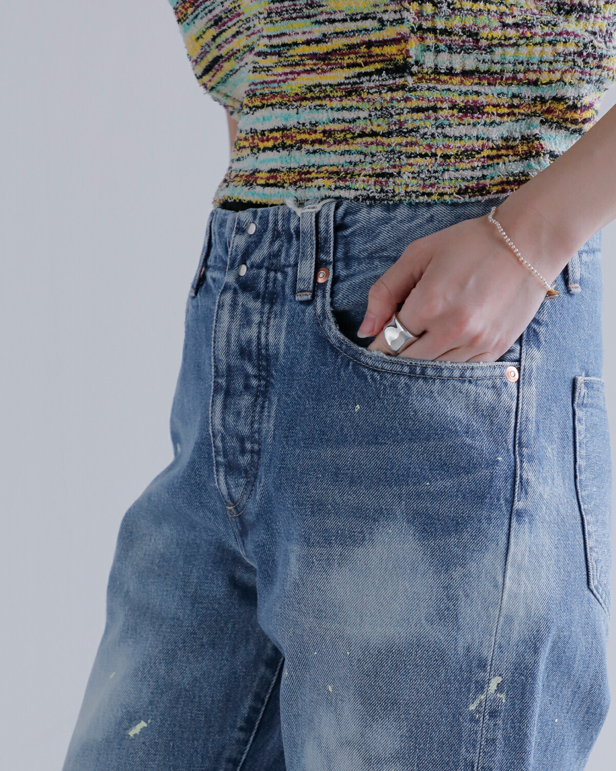 TANAKA(タナカ)コットンセルビッチデニムミッドライズストレートトラウザーパンツ“STRAIGHTJEANTROUSERS”st-126-same1