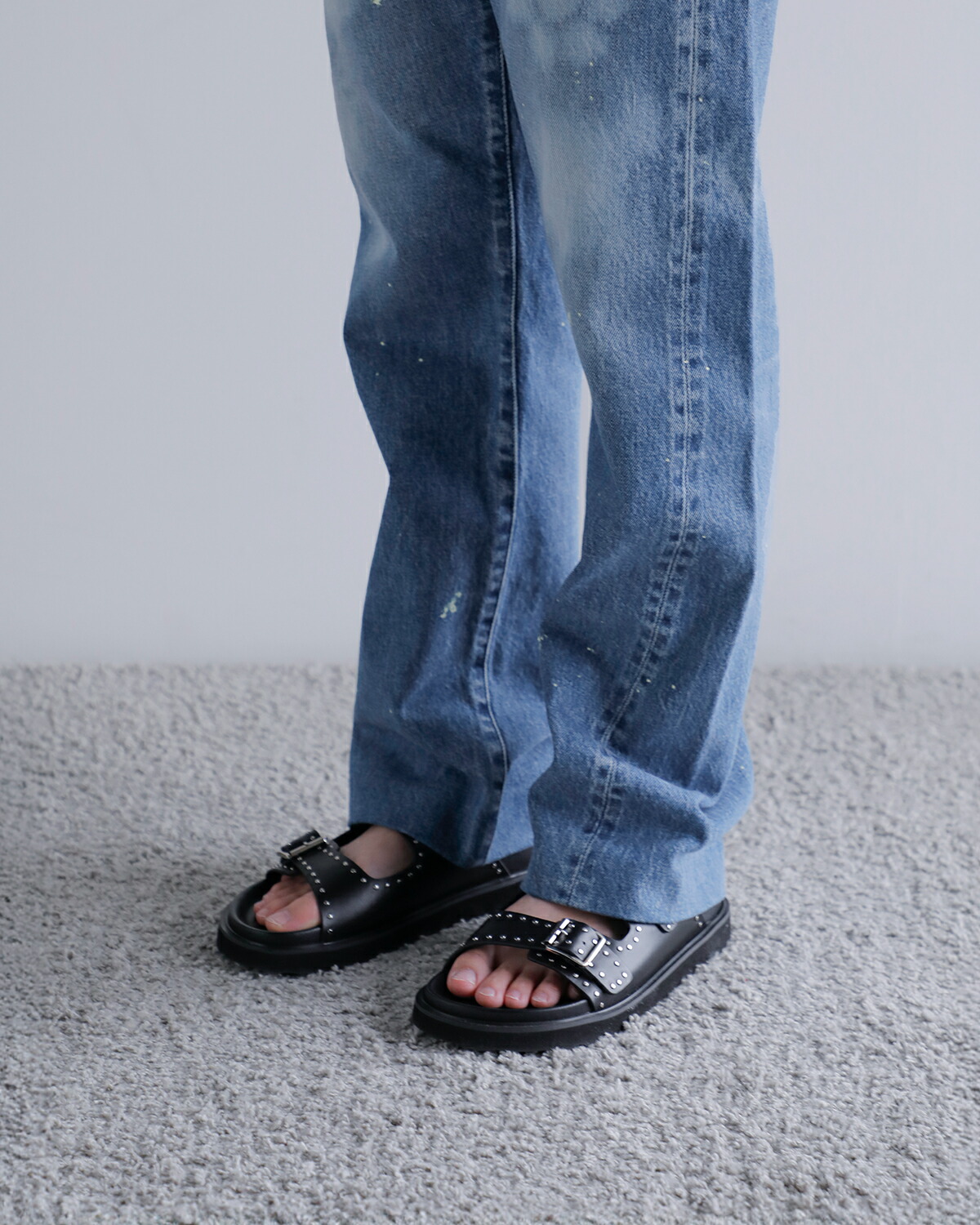 TANAKA(タナカ)コットンセルビッチデニムミッドライズストレートトラウザーパンツ“STRAIGHTJEANTROUSERS”st-126-same1