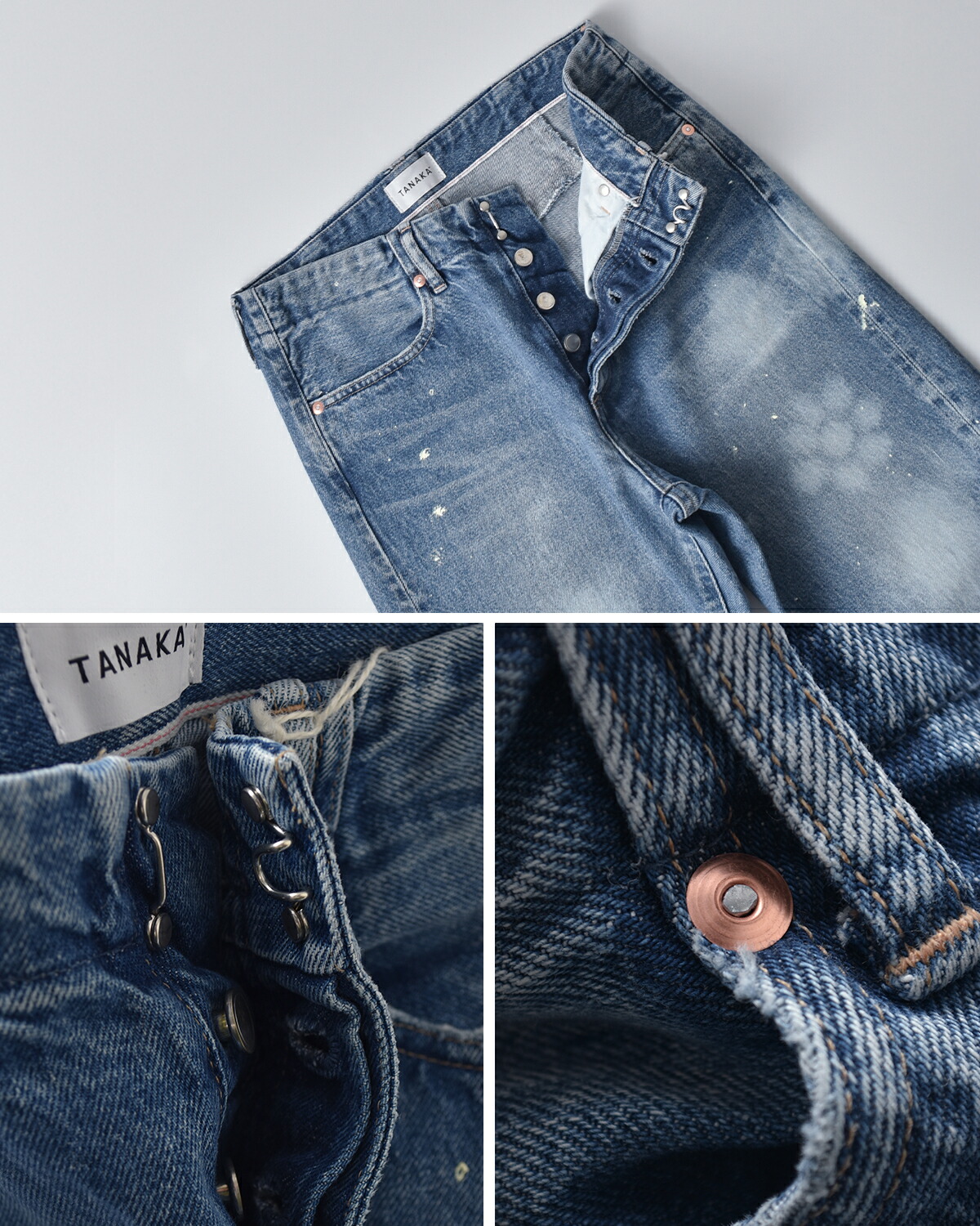 TANAKA(タナカ)コットンセルビッチデニムミッドライズストレートトラウザーパンツ“STRAIGHTJEANTROUSERS”st-126-same1
