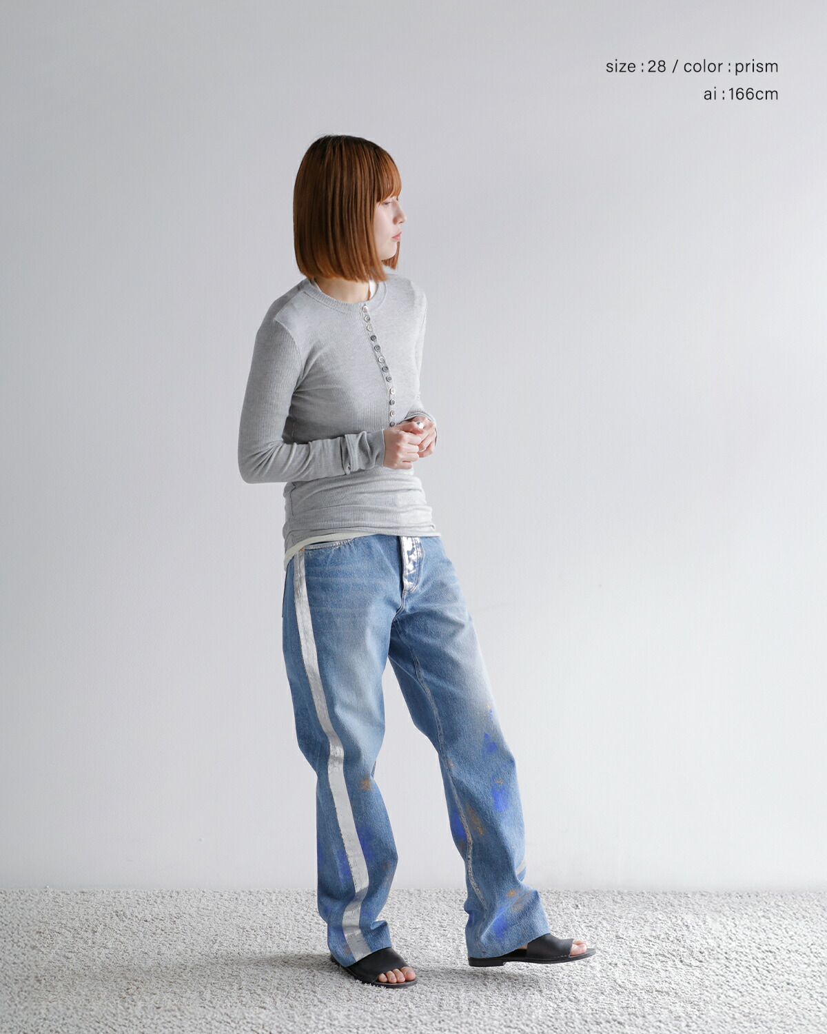 TANAKA(タナカ)コットンセルビッチデニムミッドライズストレートトラウザーパンツ“STRAIGHTJEANTROUSERS”st-126-same2