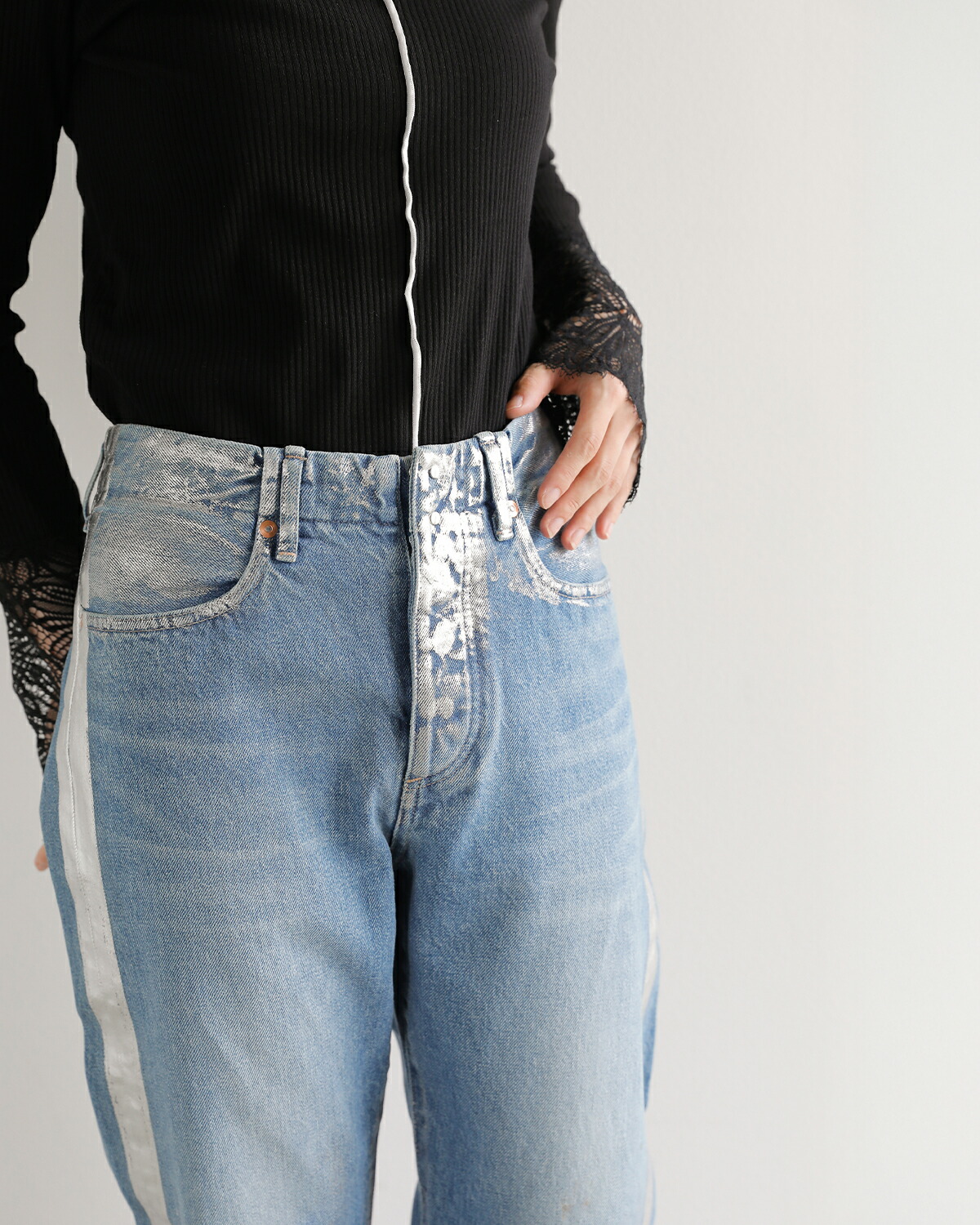 TANAKA(タナカ)コットンセルビッチデニムミッドライズストレートトラウザーパンツ“STRAIGHTJEANTROUSERS”st-126-same2
