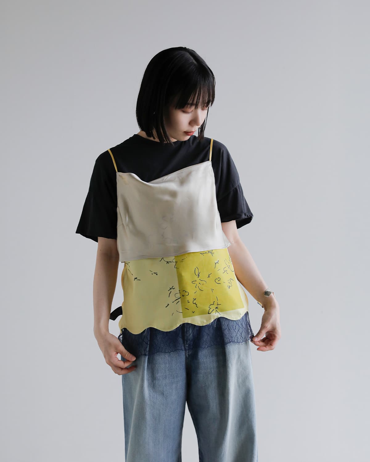 TANAKA(タナカ)リバーシブル裾レースキャミソール  “COMBI-CAMI TOP” st-263