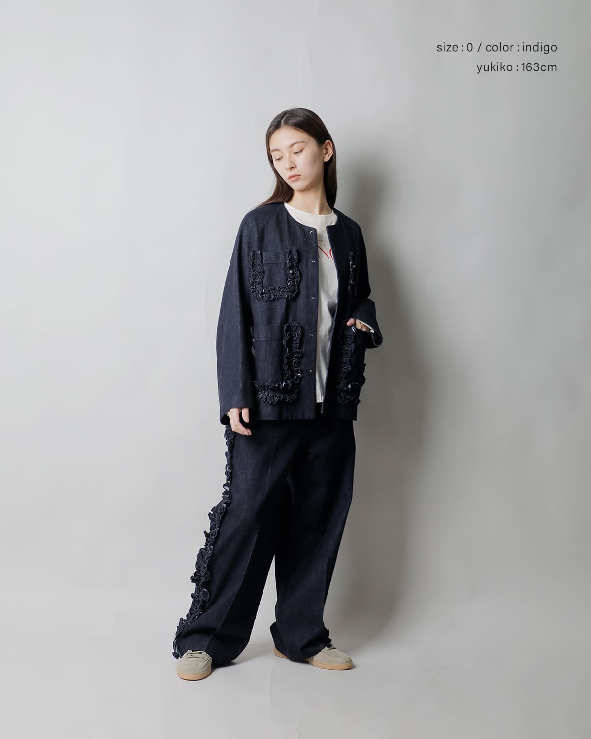 RHODOLIRIONデニム フリルポケット カバーオール “Frill Pockets Coveralls” sw1010