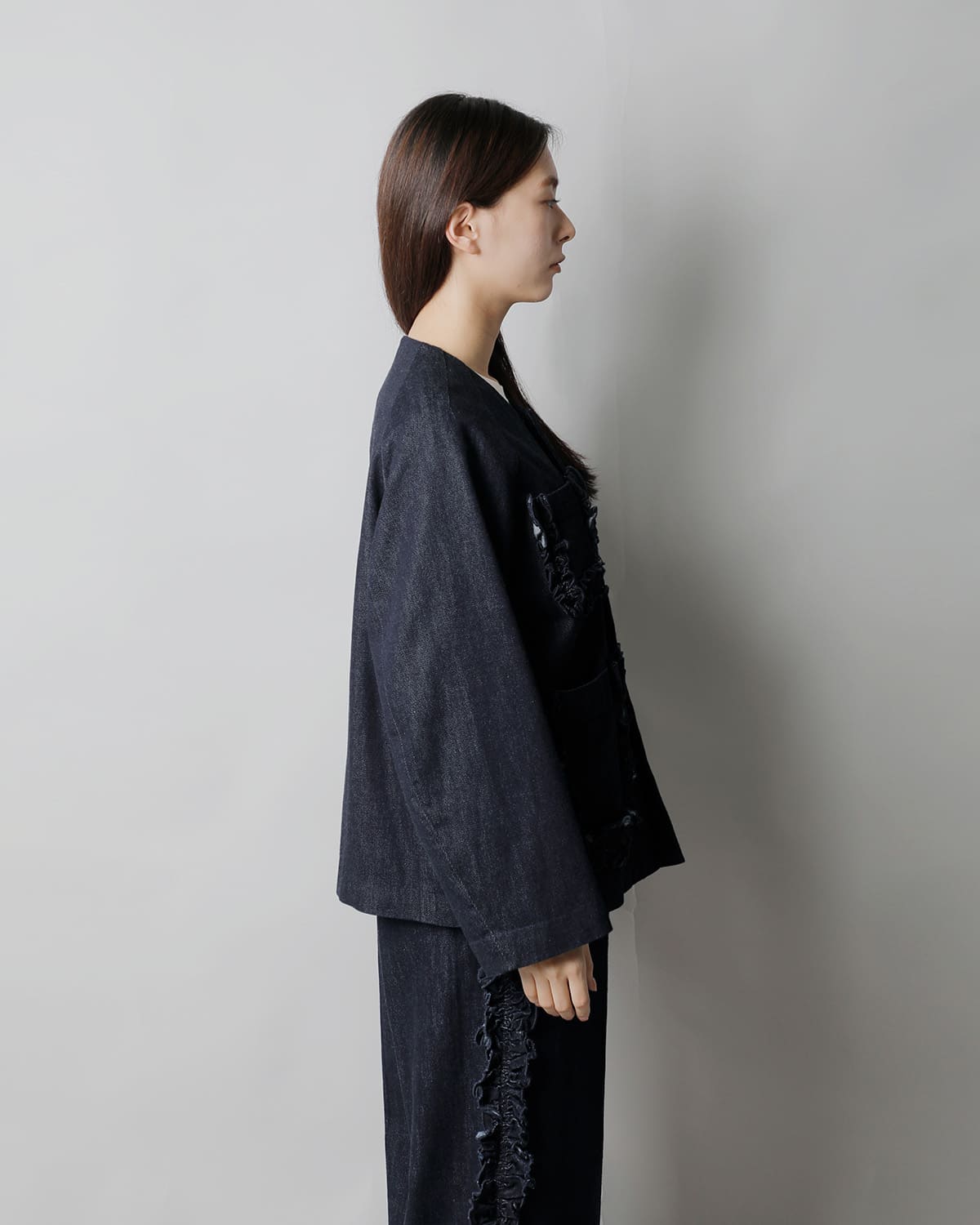 RHODOLIRIONデニム フリルポケット カバーオール “Frill Pockets Coveralls” sw1010