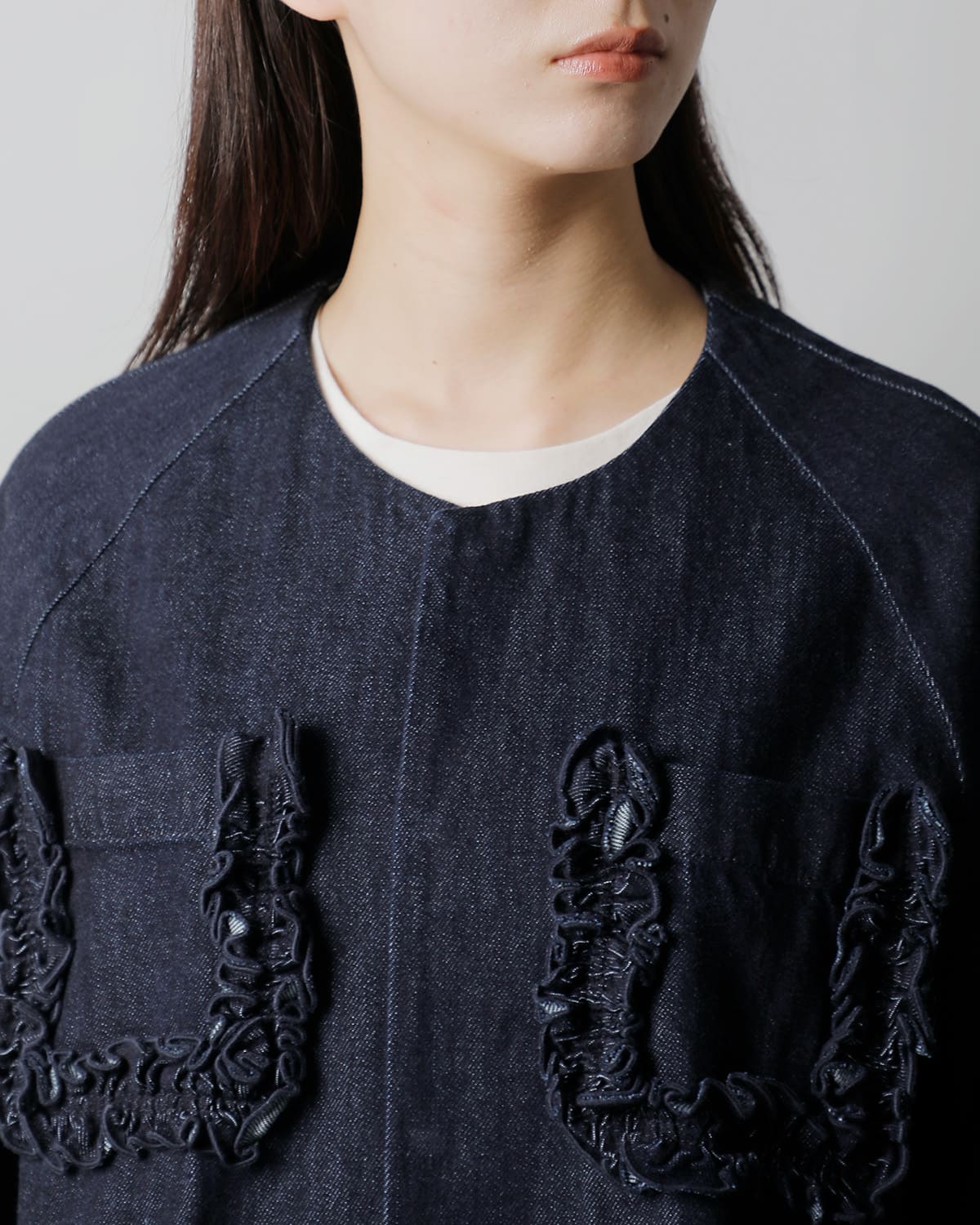 RHODOLIRIONデニム フリルポケット カバーオール “Frill Pockets Coveralls” sw1010