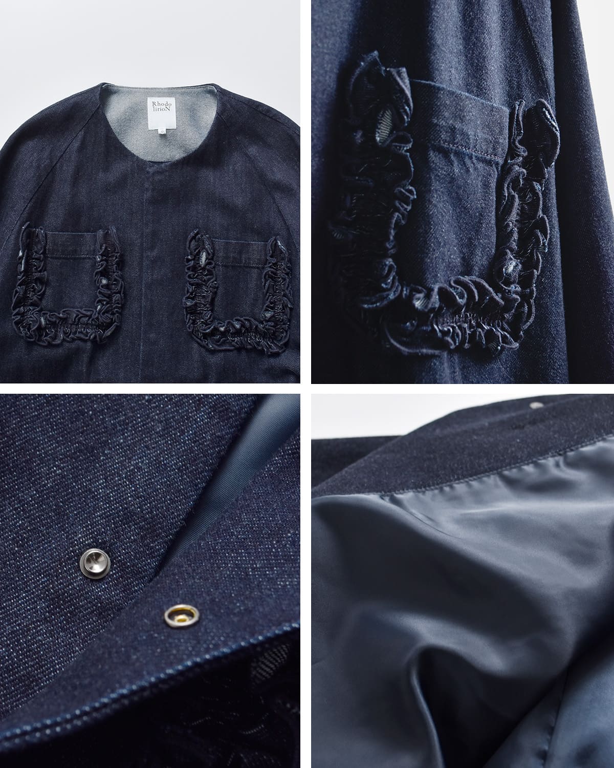 RHODOLIRIONデニム フリルポケット カバーオール “Frill Pockets Coveralls” sw1010