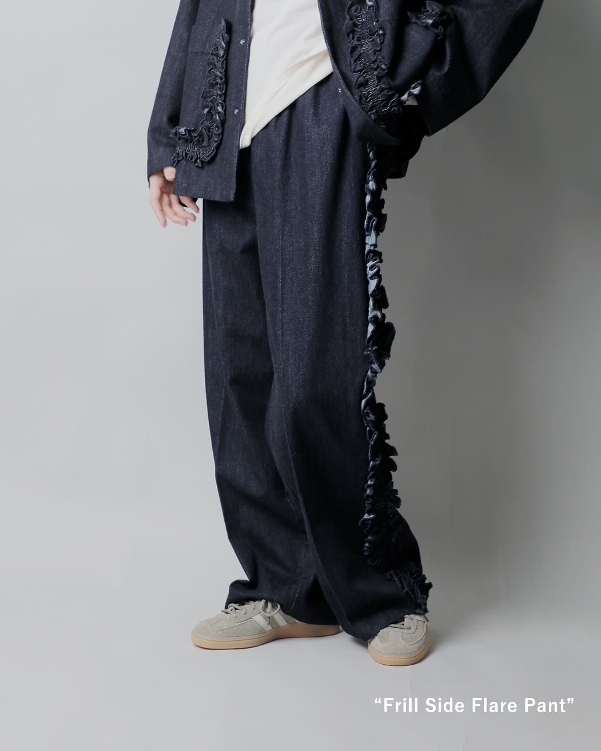 RHODOLIRIONデニム フリルサイド フレアパンツ “Frill Side Flare Pant” sw1011