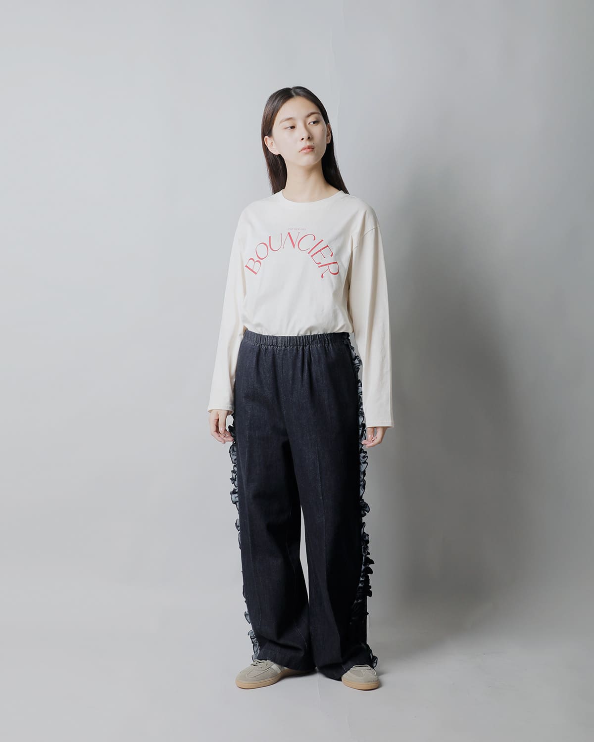 RHODOLIRIONデニム フリルサイド フレアパンツ “Frill Side Flare Pant” sw1011