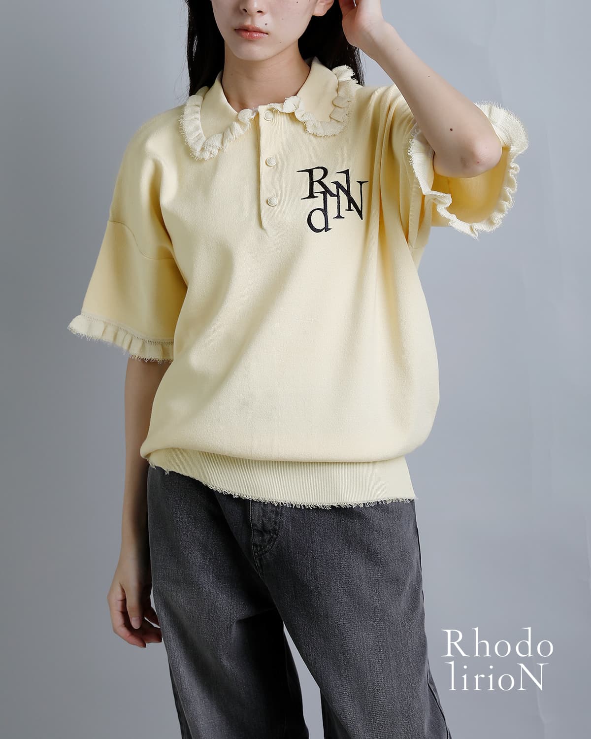 RHODOLIRION刺繍 半袖ポロシャツ “Embroidery Polo Sweater” sw1046