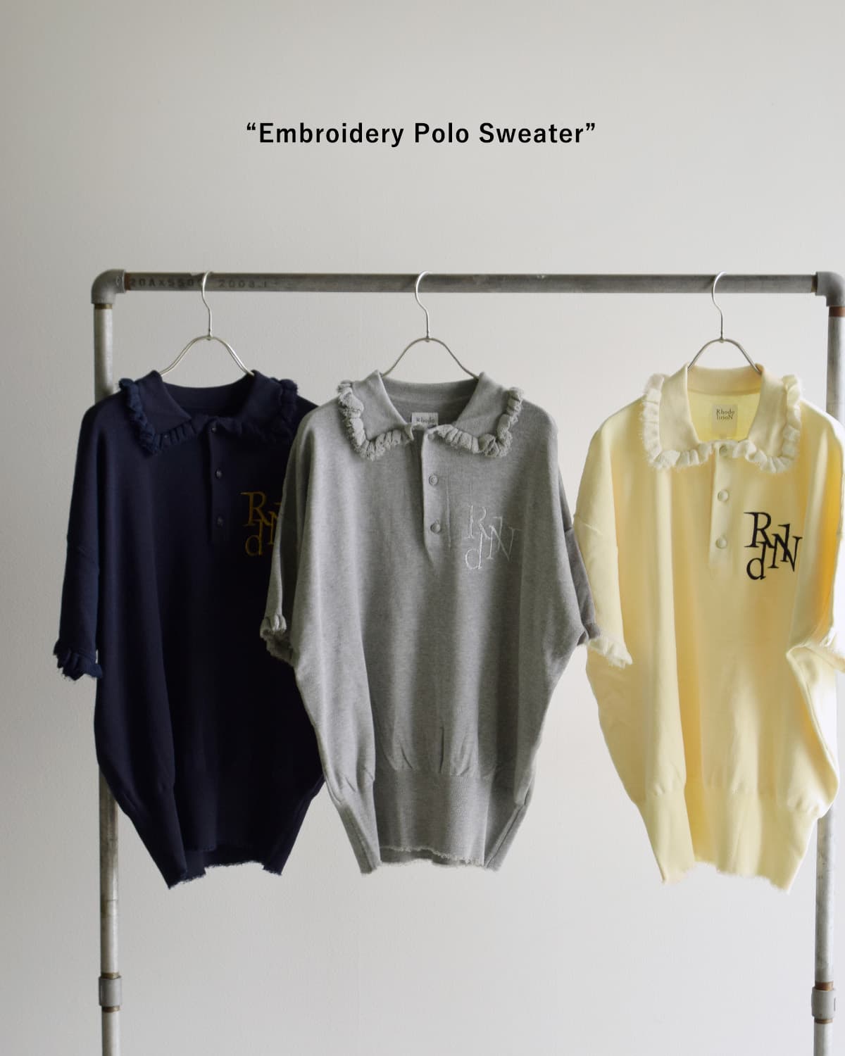 RHODOLIRION刺繍 半袖ポロシャツ “Embroidery Polo Sweater” sw1046