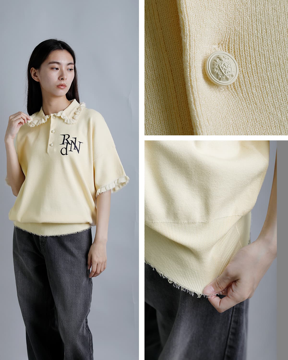 RHODOLIRION刺繍 半袖ポロシャツ “Embroidery Polo Sweater” sw1046