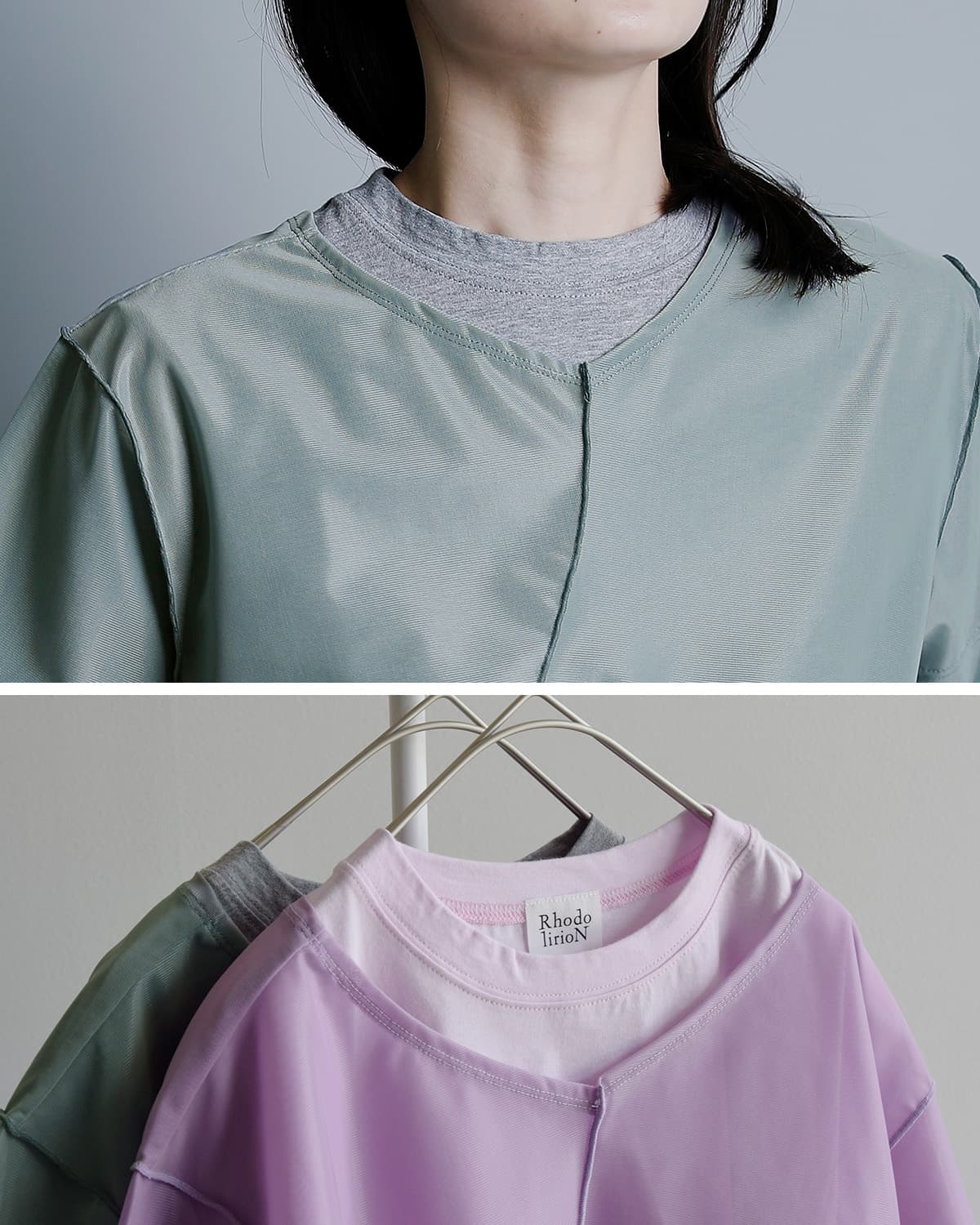RHODOLIRIONVネッククルーネック ユニットトップス “V Neck/Crew Neck Tee” sw1063