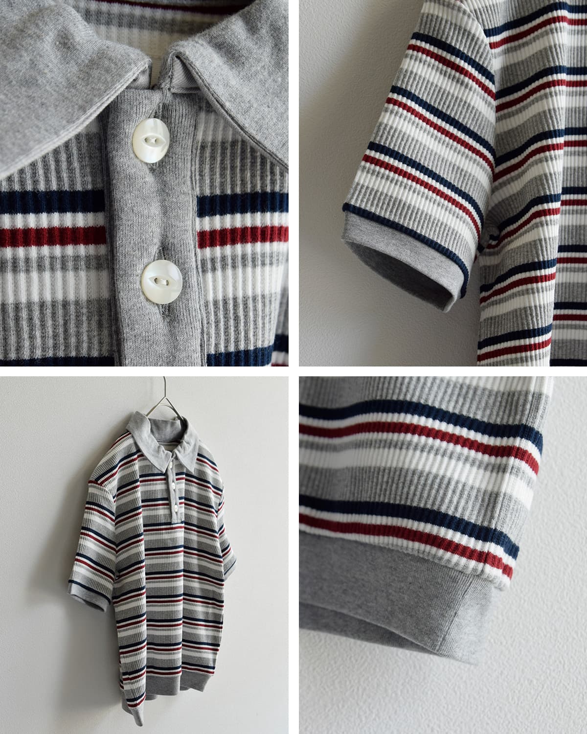 RHODOLIRIONコットン ランダムストライプ ポロシャツ “Polo Shirt” sw1071