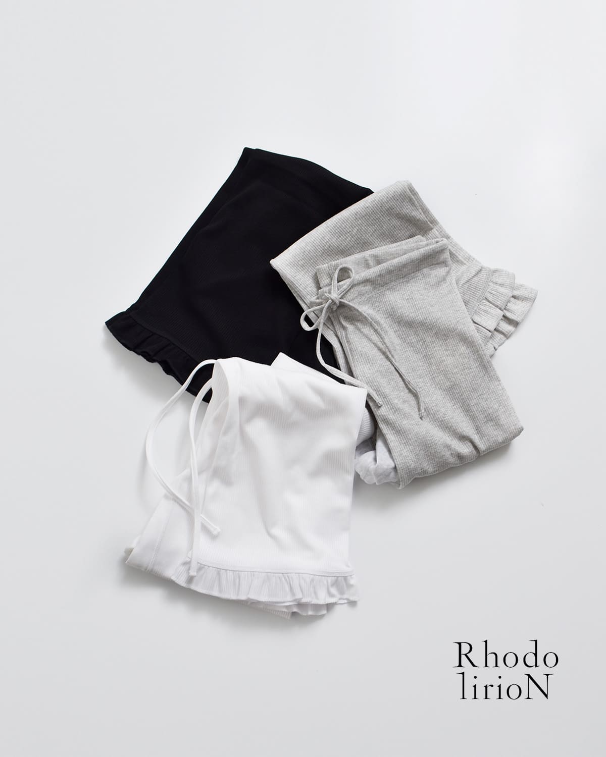 RHODOLIRIONコットン リブ フリル パンツ “Ribbed Frill Pant” sw1084