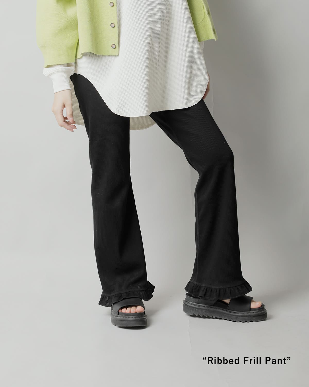 RHODOLIRIONコットン リブ フリル パンツ “Ribbed Frill Pant” sw1084