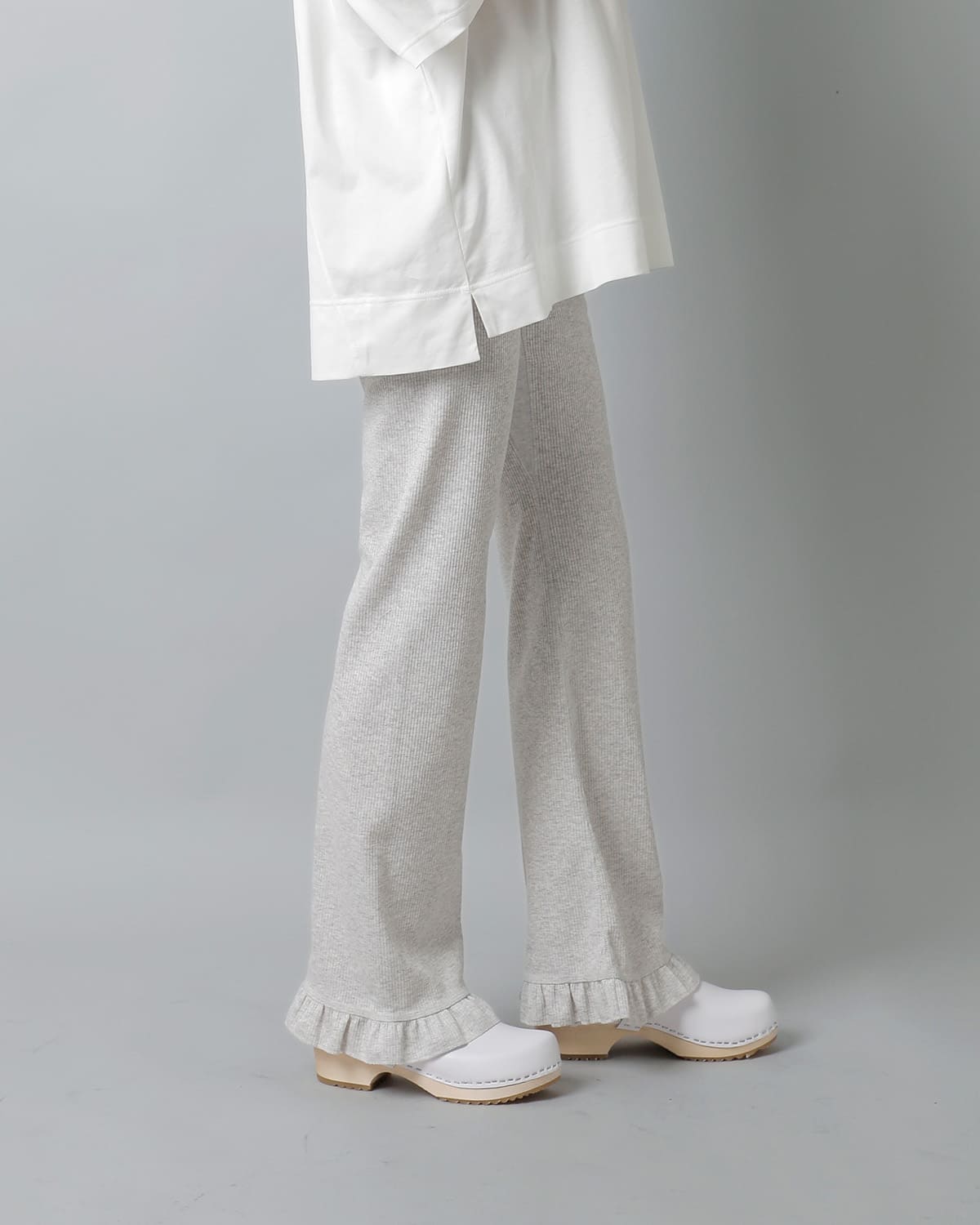 RHODOLIRIONコットン リブ フリル パンツ “Ribbed Frill Pant” sw1084