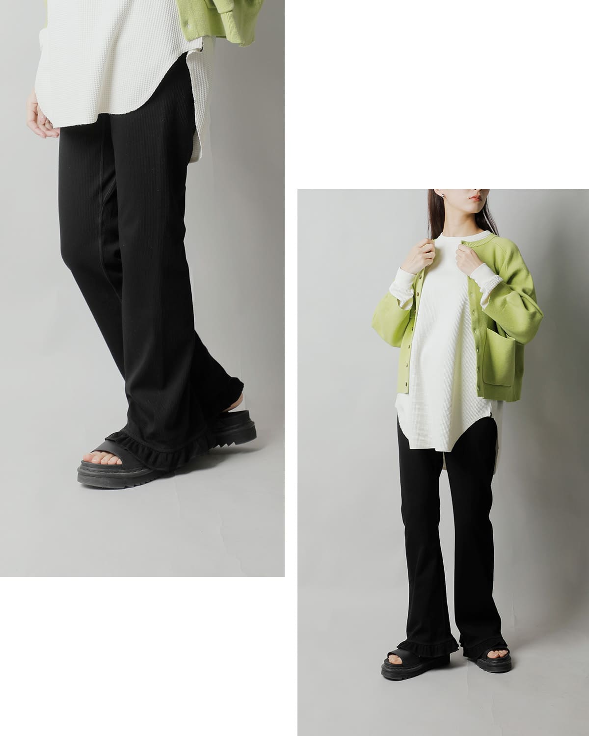 RHODOLIRION ロドリリオン コットン リブ フリル パンツ “Ribbed Frill