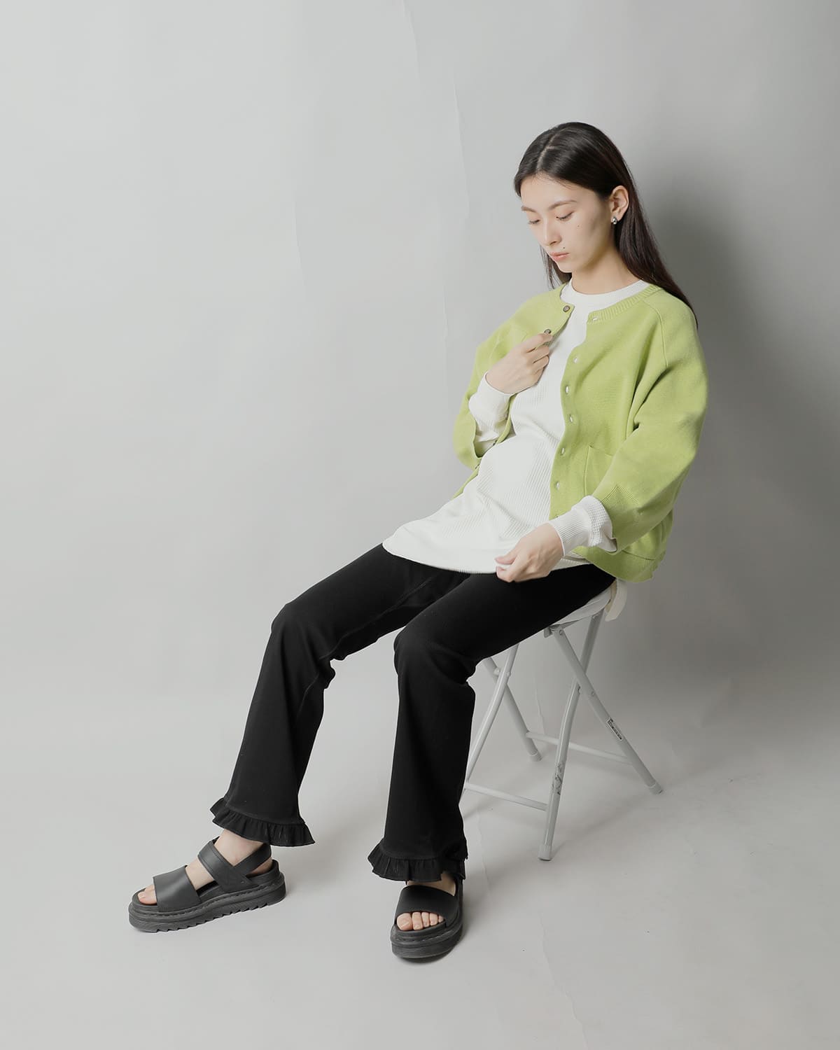 RHODOLIRIONコットン リブ フリル パンツ “Ribbed Frill Pant” sw1084