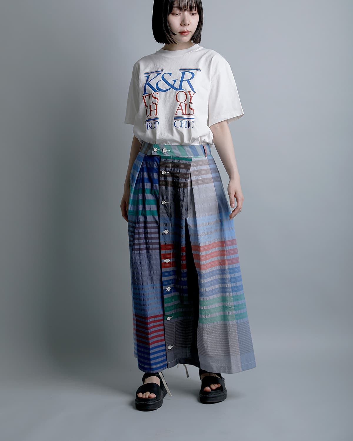 ENGINEERED GARMENTSコットン ビッグプレイドチェック タックスカート “Tuck Skirt” sw552
