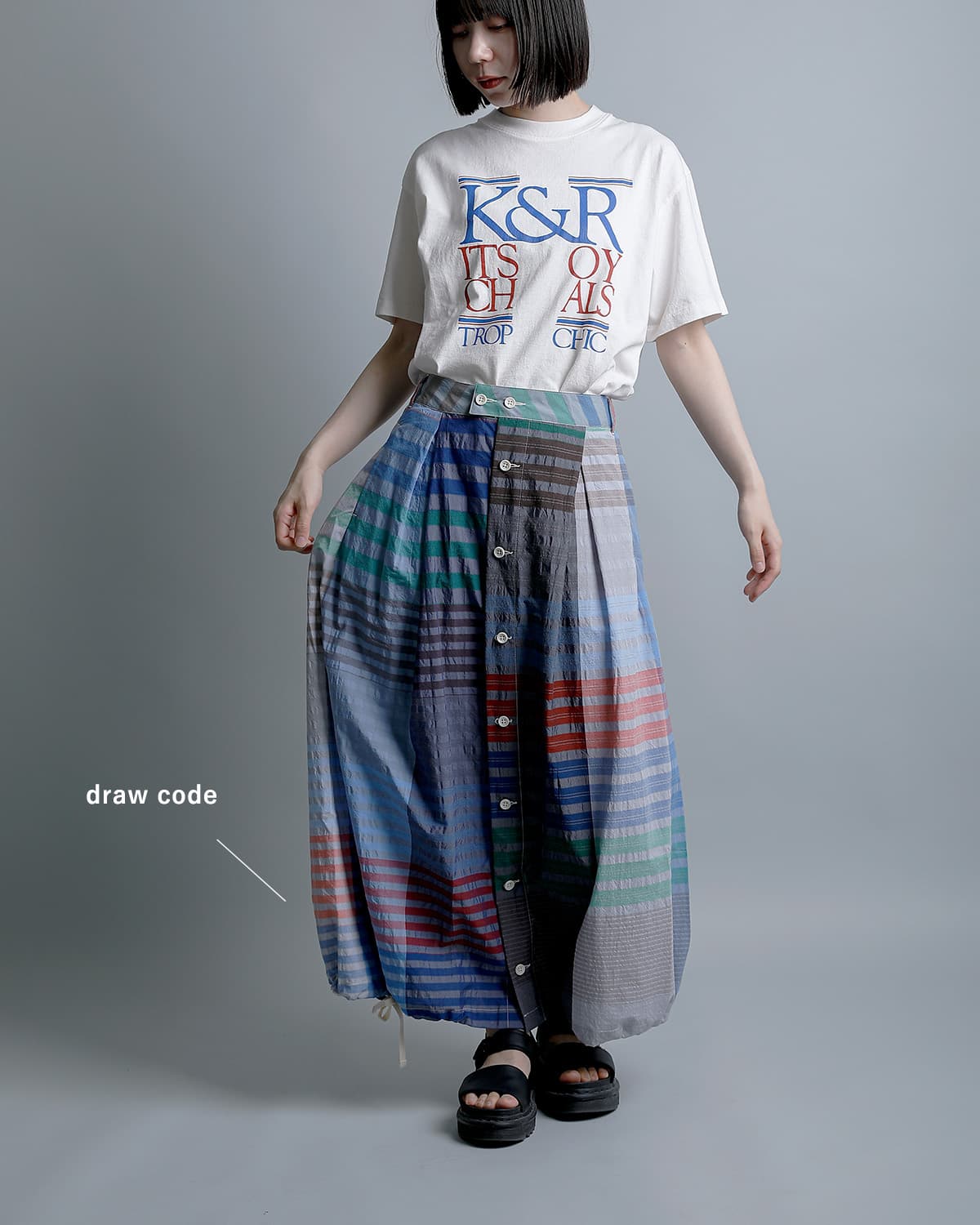 ENGINEERED GARMENTSコットン ビッグプレイドチェック タックスカート “Tuck Skirt” sw552