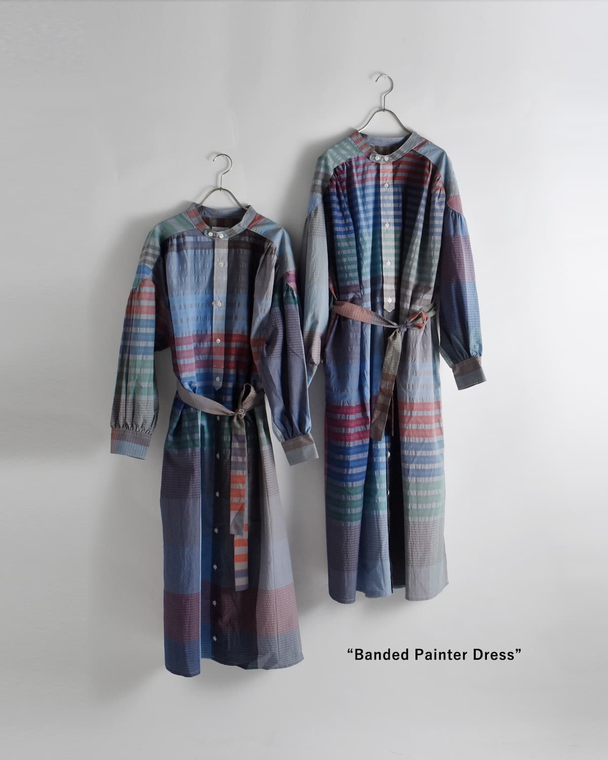 ENGINEERED GARMENTSコットン ビッグプレイドチェック バンドカラー ペインタードレス “Banded Painter Dress” sw564