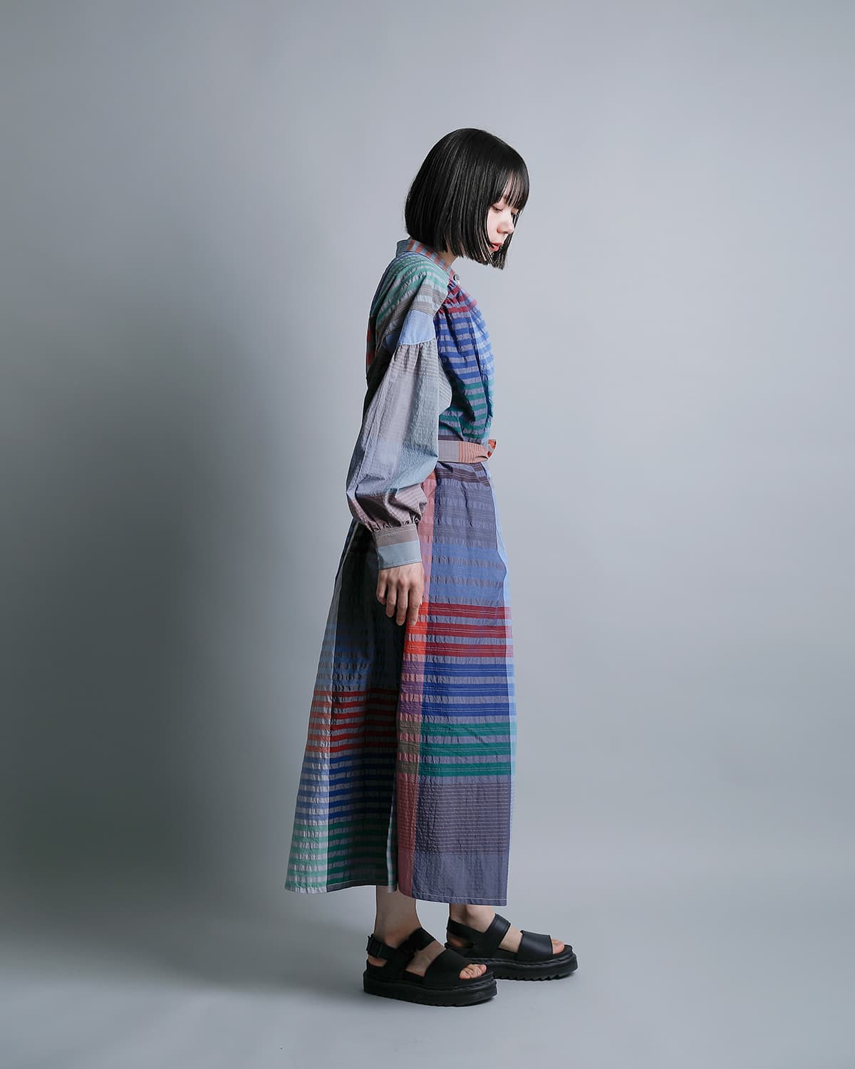 ENGINEERED GARMENTSコットン ビッグプレイドチェック バンドカラー ペインタードレス “Banded Painter Dress” sw564