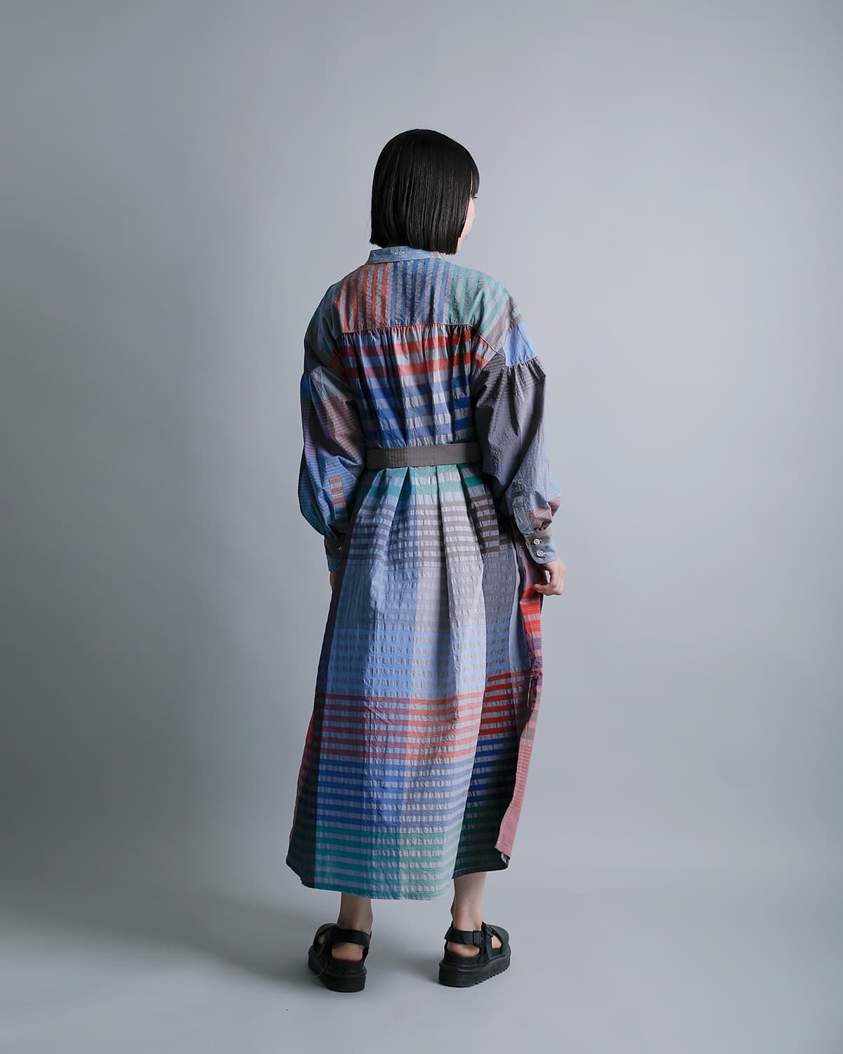 ENGINEERED GARMENTSコットン ビッグプレイドチェック バンドカラー ペインタードレス “Banded Painter Dress” sw564
