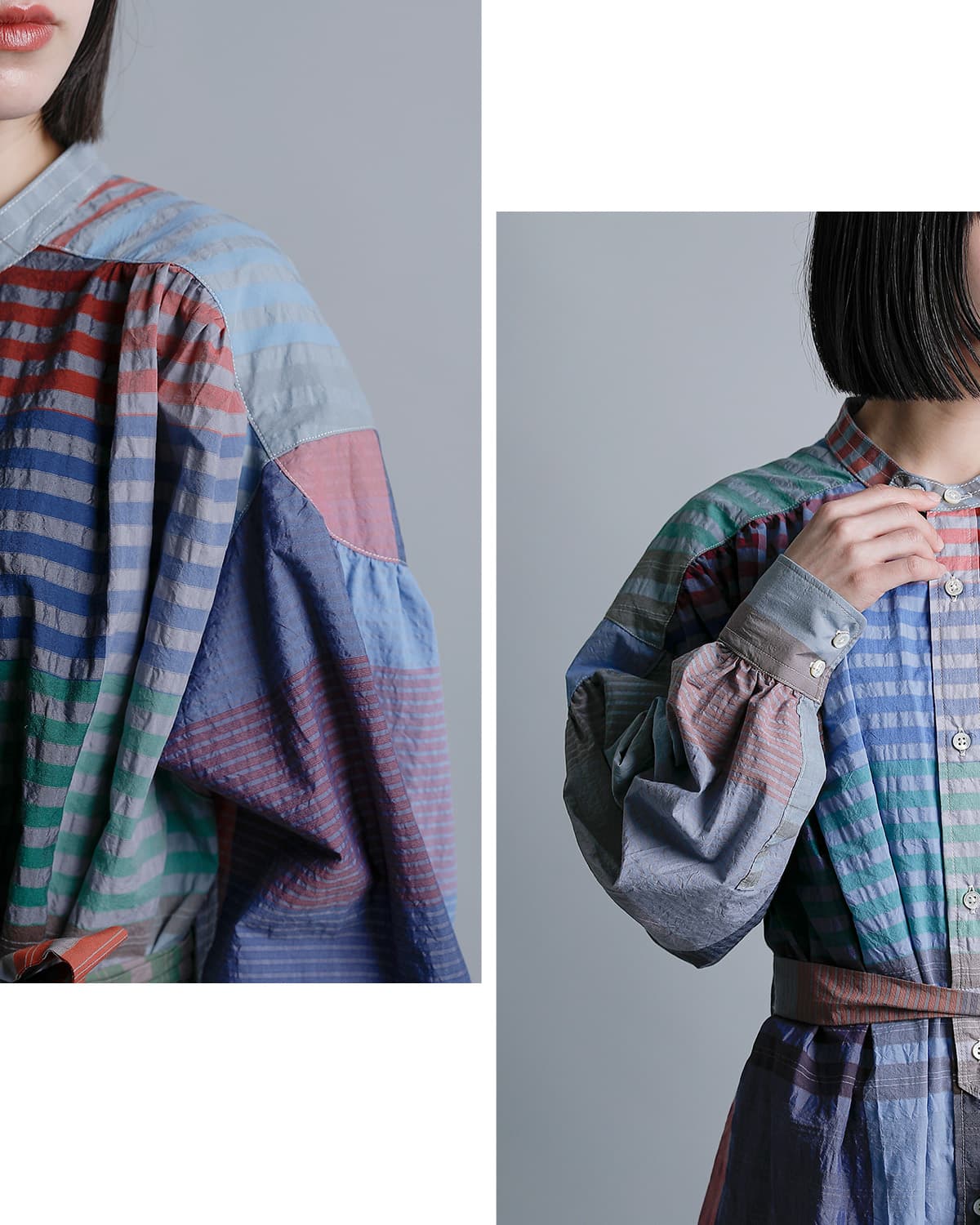 ENGINEERED GARMENTSコットン ビッグプレイドチェック バンドカラー ペインタードレス “Banded Painter Dress” sw564